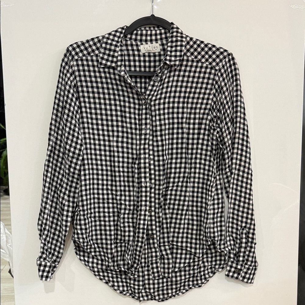Velvet Black and White Gingham Shirt